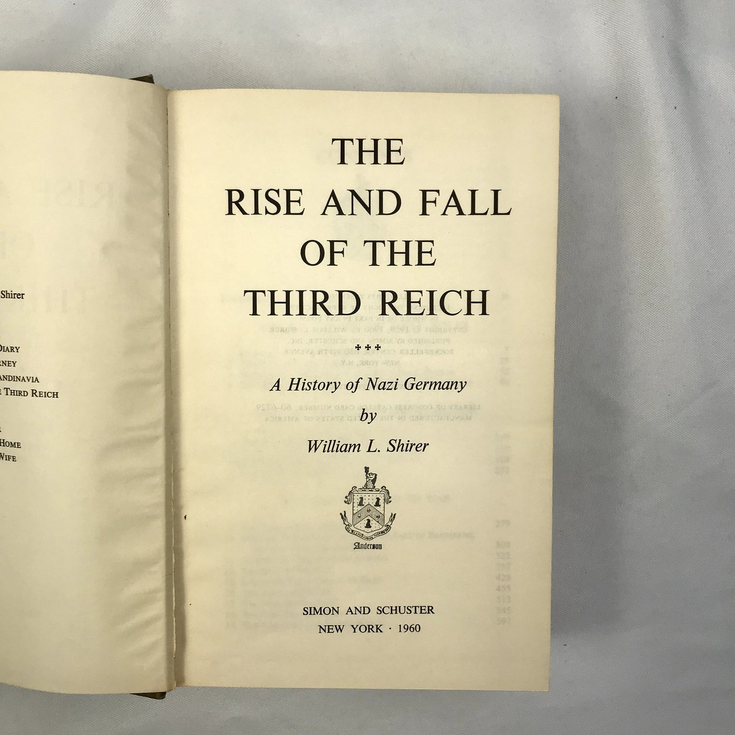 The Rise and Fall of the Third Reich by William L. Shirer 1960 Hardcover Book