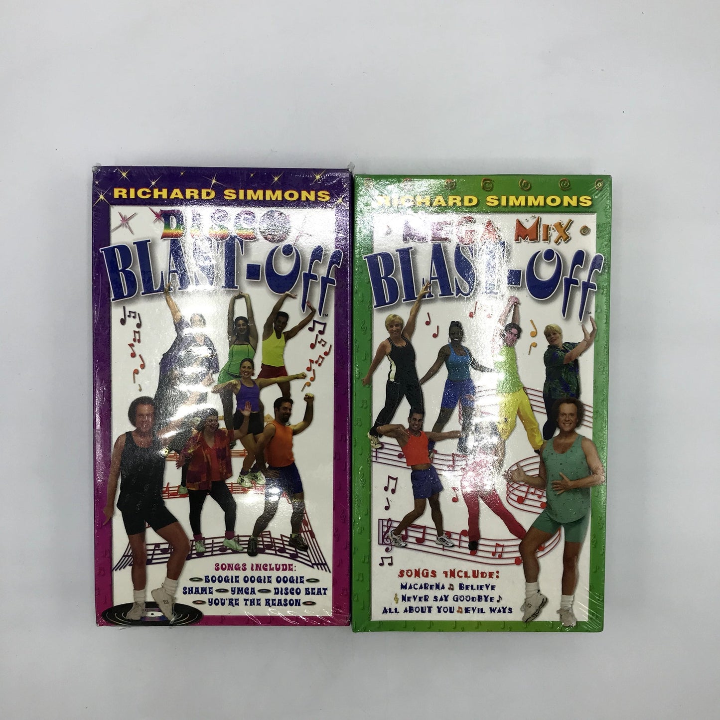 Richard Simmons Cardio Lot of 2 VHS Tapes - Disco Blast Off & Mega Mix Blast Off