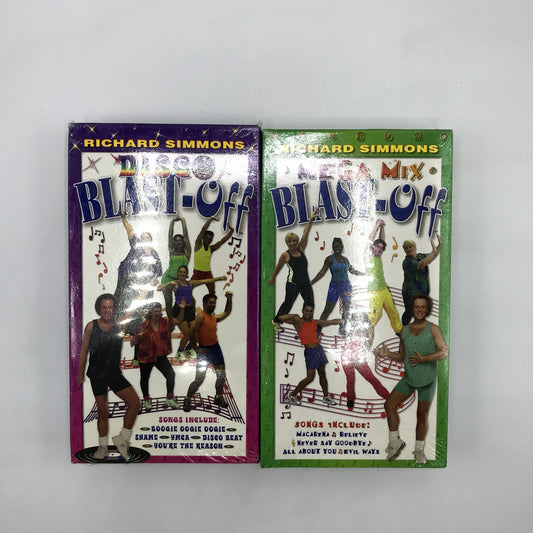 Richard Simmons Cardio Lot of 2 VHS Tapes - Disco Blast Off & Mega Mix Blast Off