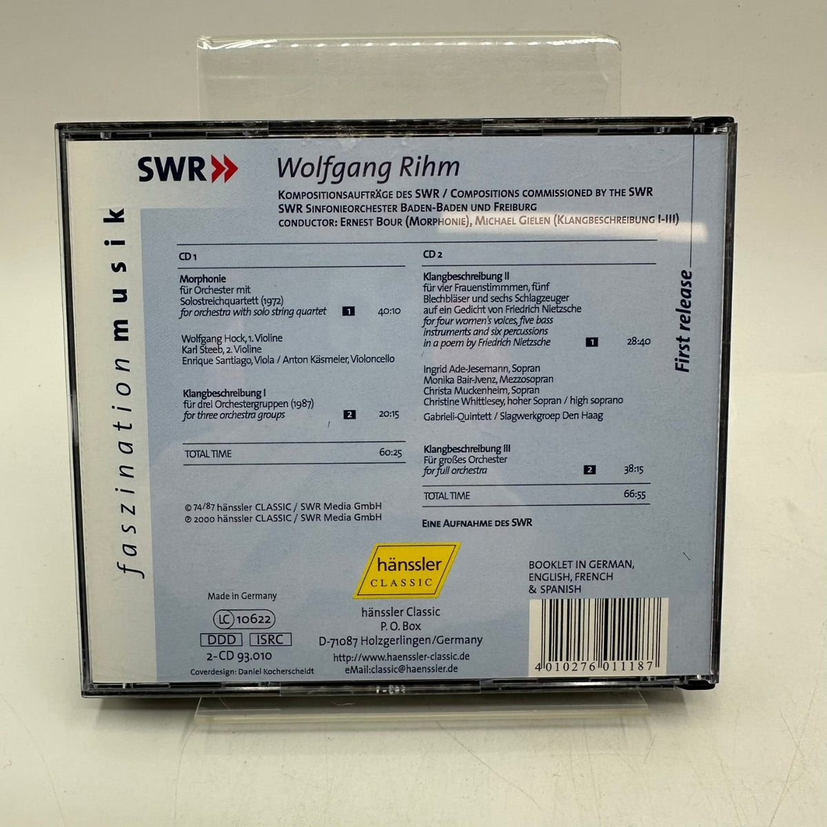 Wolfgang Rihm – Morphonie Klangbeschreibung 2 CDs 2000 Contemporary Classical