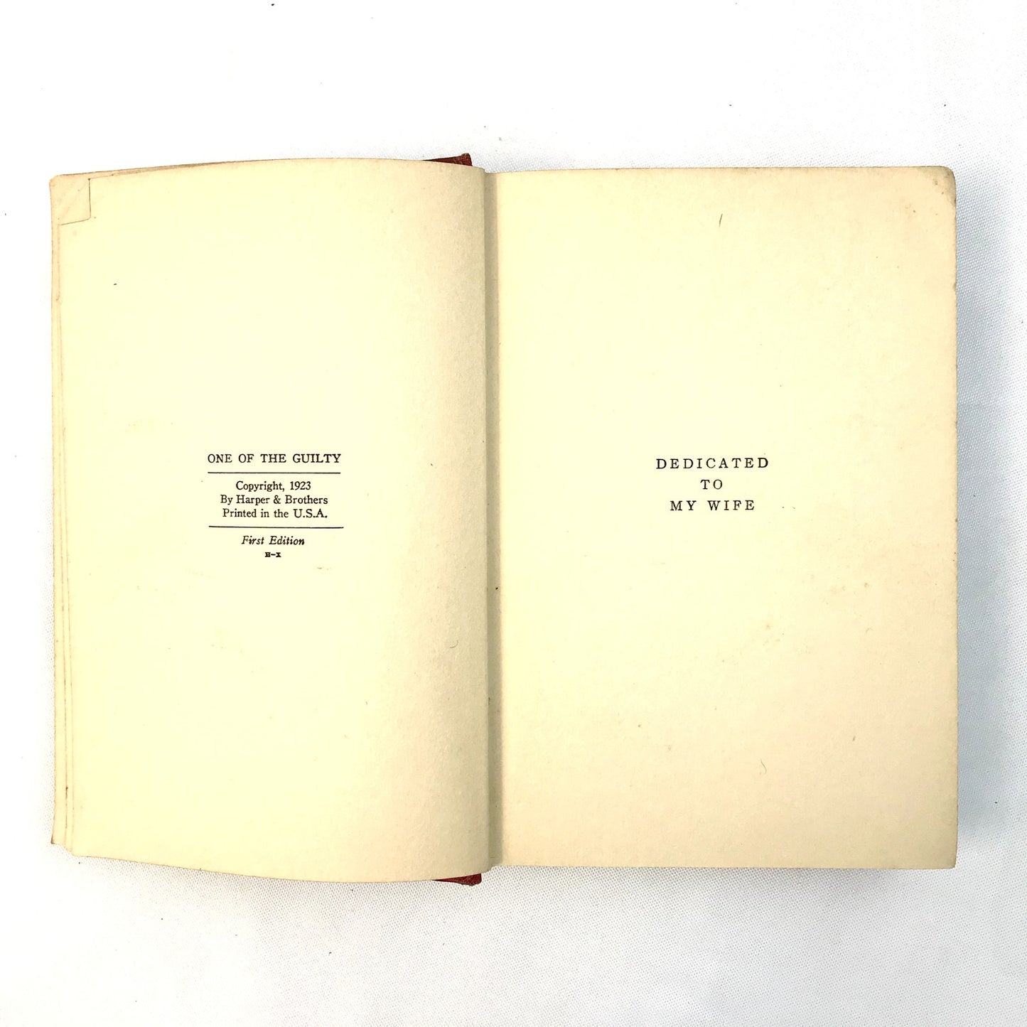 One of the Guilty English Fiction Hardcover Book by W L George 1923 1st Edition