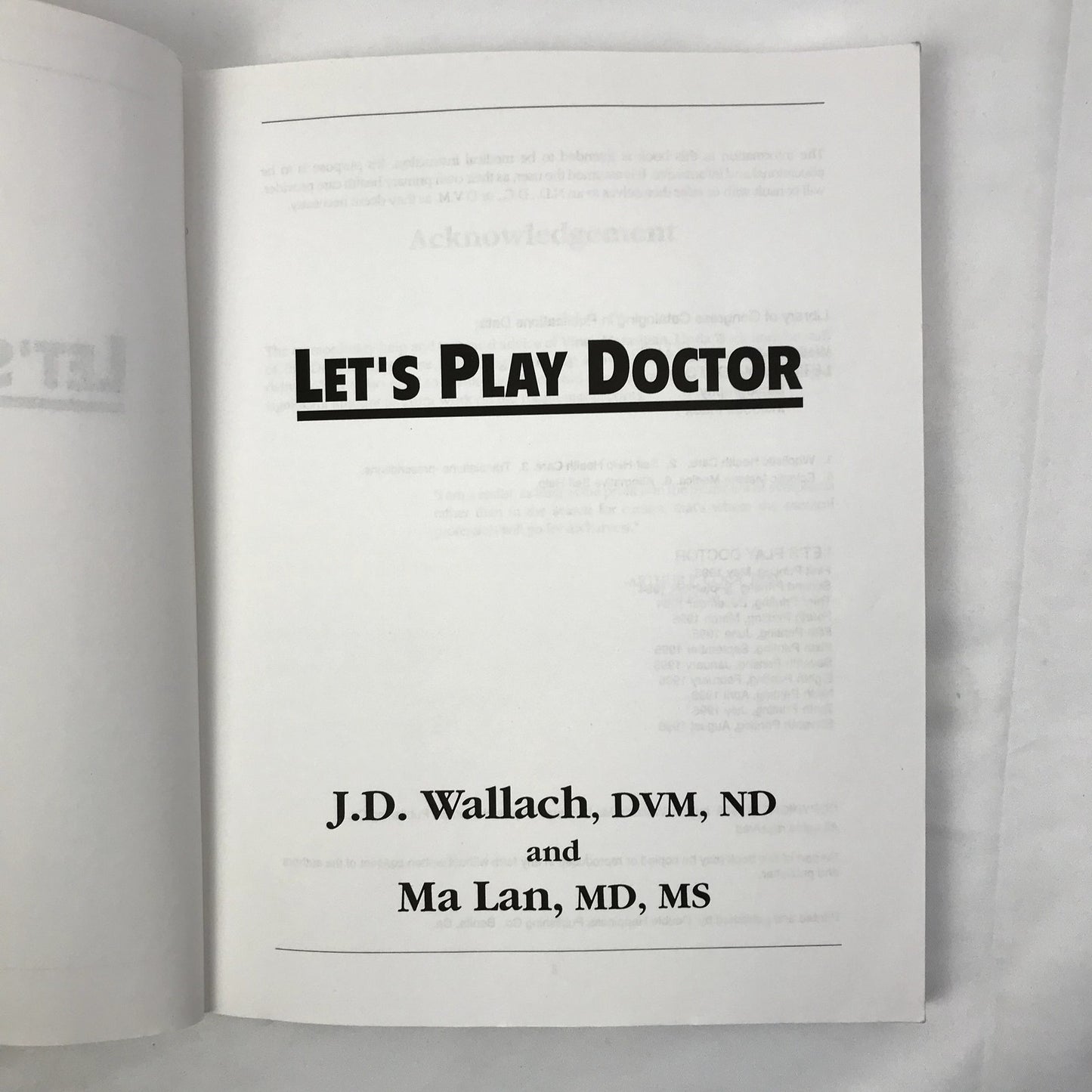Let's Play Doctor Paperback Illustrated Book by Joel D. Wallach and Ma Lan 1996