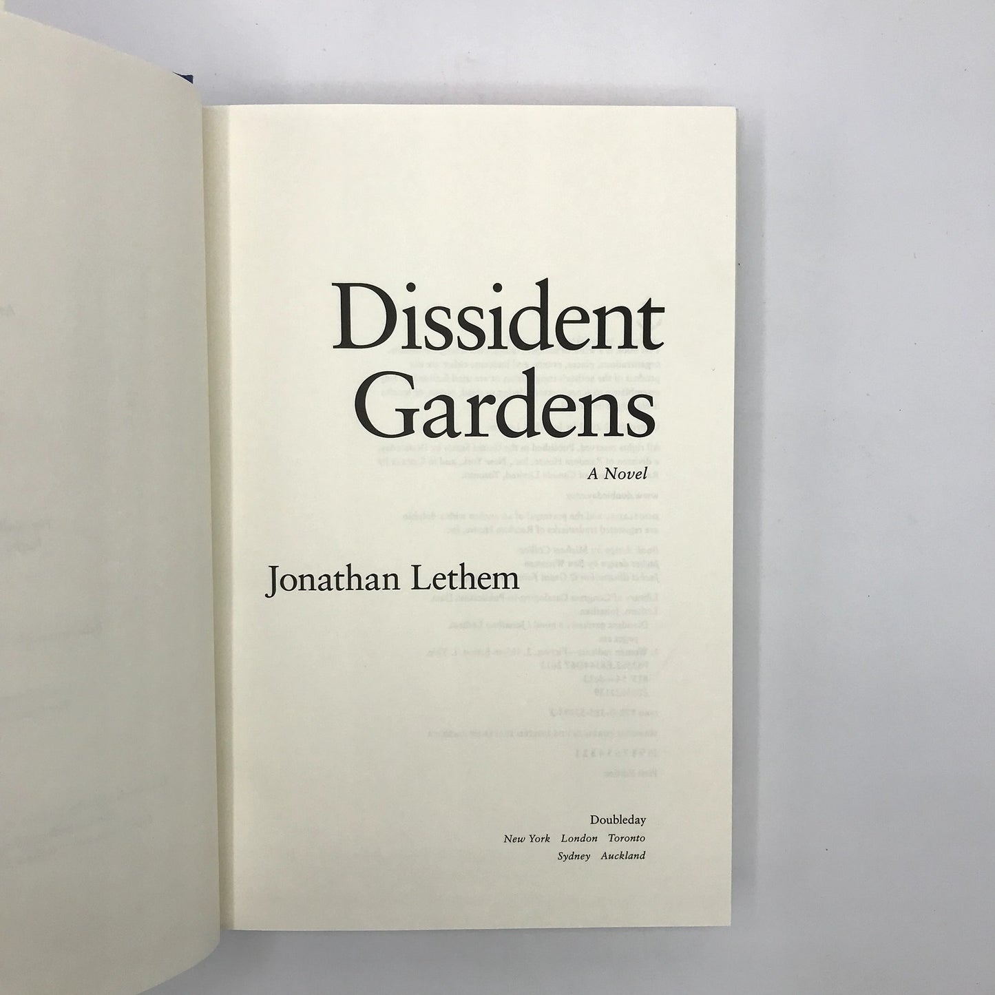 Dissident Gardens A Novel by Jonathan Lethem SIGNED First Edition Hardcover 2013