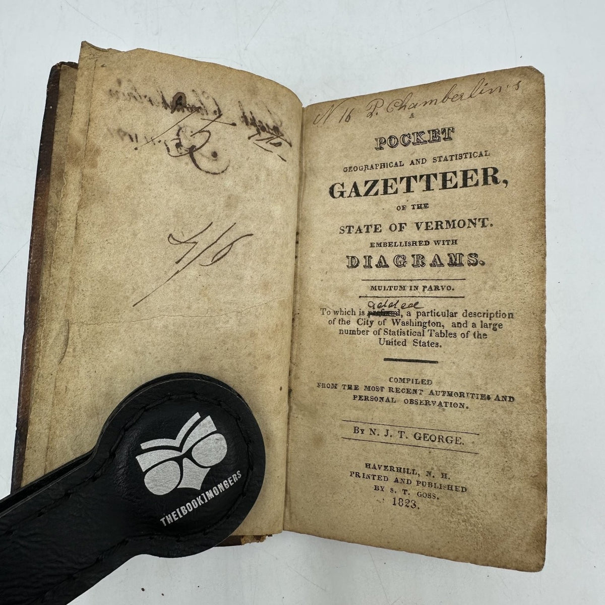Pocket Gazetteer Vermont N.J.T. George 1823 Illustrated Nonfiction Antiquarian