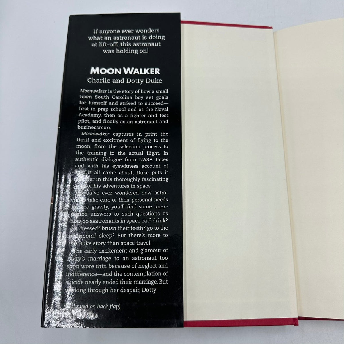 Moonwalker Charlie & Dotty Duke 1990 SIGNED Astronaut NASA Dust Jacket