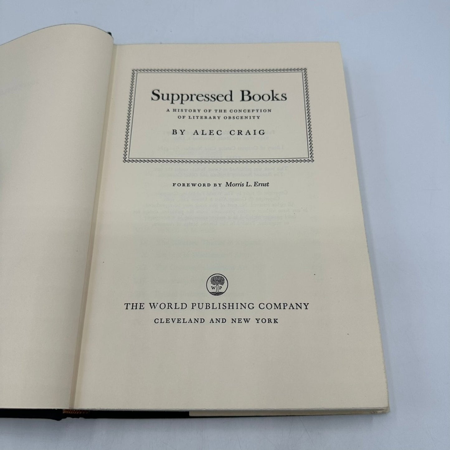 Suppressed Books Alec Craig 1963 First Ed Literary Obscenity World Publishing