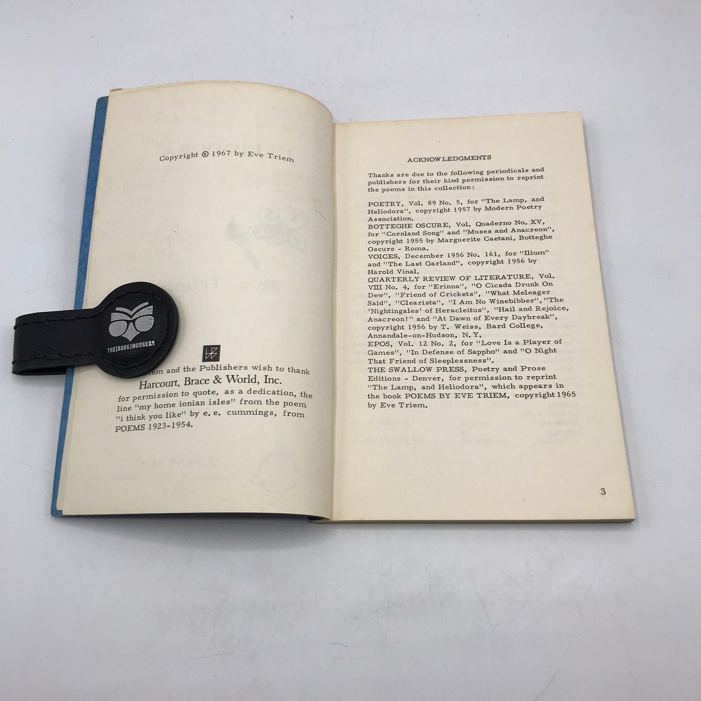 Heliodora Eve Triem Velvet Cover Signed U.S. Poet Chapbook #7 Olivant Press 1967