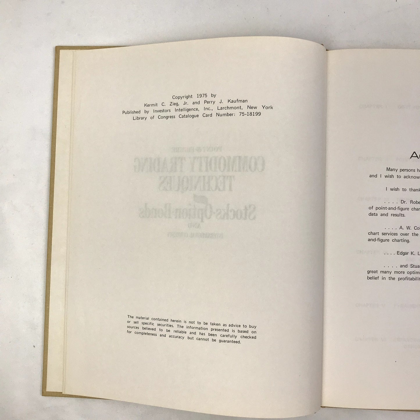 Point & Figure Commodity Trading Techniques Hardcover by Kermit C. Zieg 1975