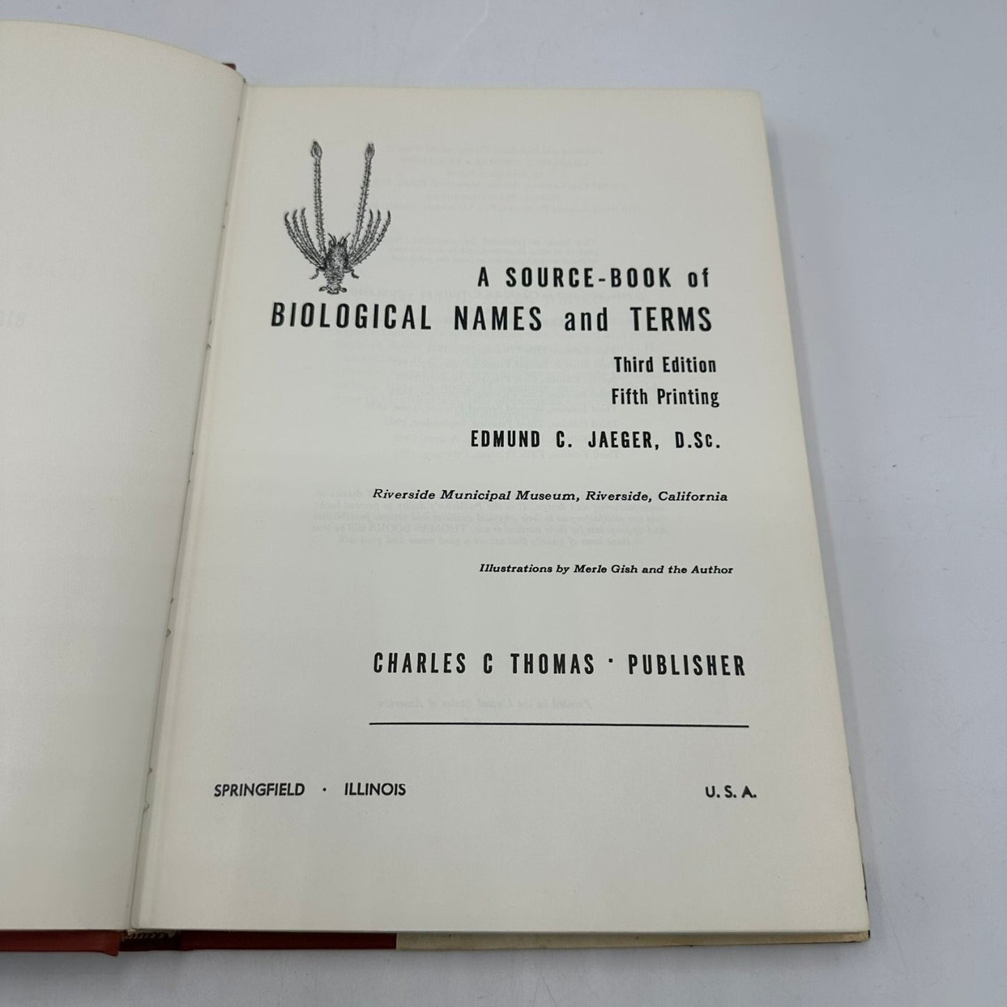 Jaeger's A Source-Book of Biological Names & Terms 1972 3rd Ed 5th Ptg Biology
