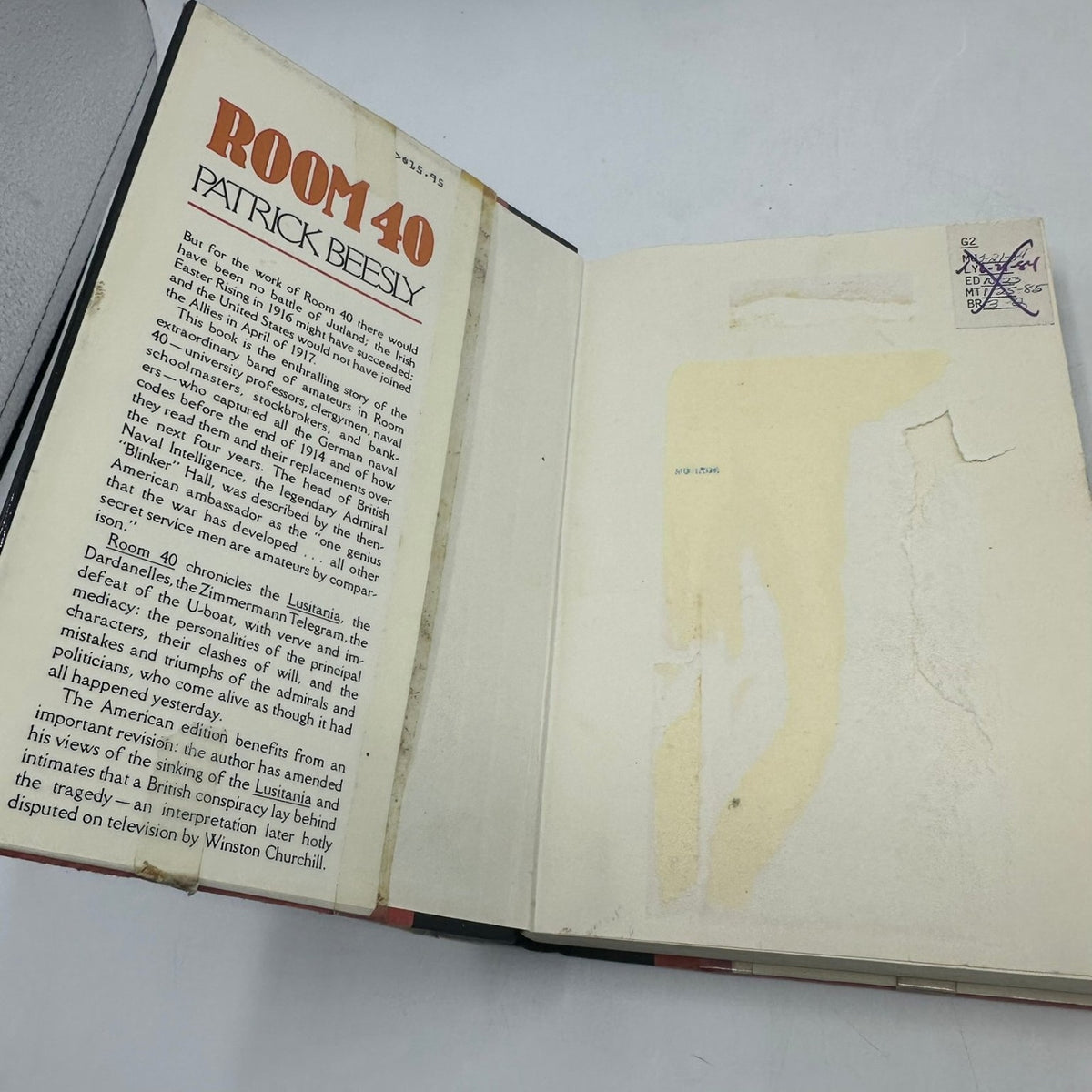 Room 40 British Naval Intelligence 1914-1918 Patrick Beesley 1982 1st Ed HB DJ