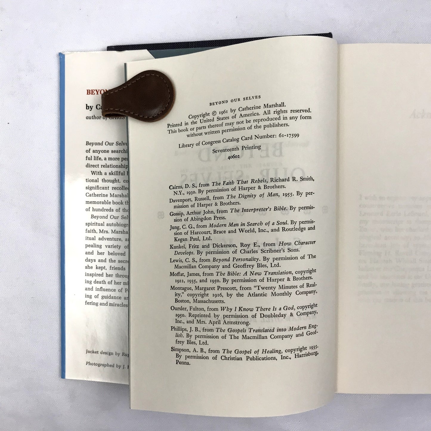 Beyond Our Selves Hardcover Book by Catherine Marshall 1961 17th Printing