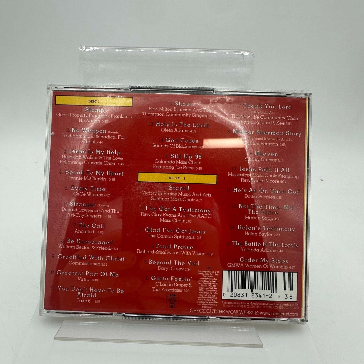 Wow Gospel 1998 Top 30 Gospel Artists & Songs Compilation Album 2 Disc Set