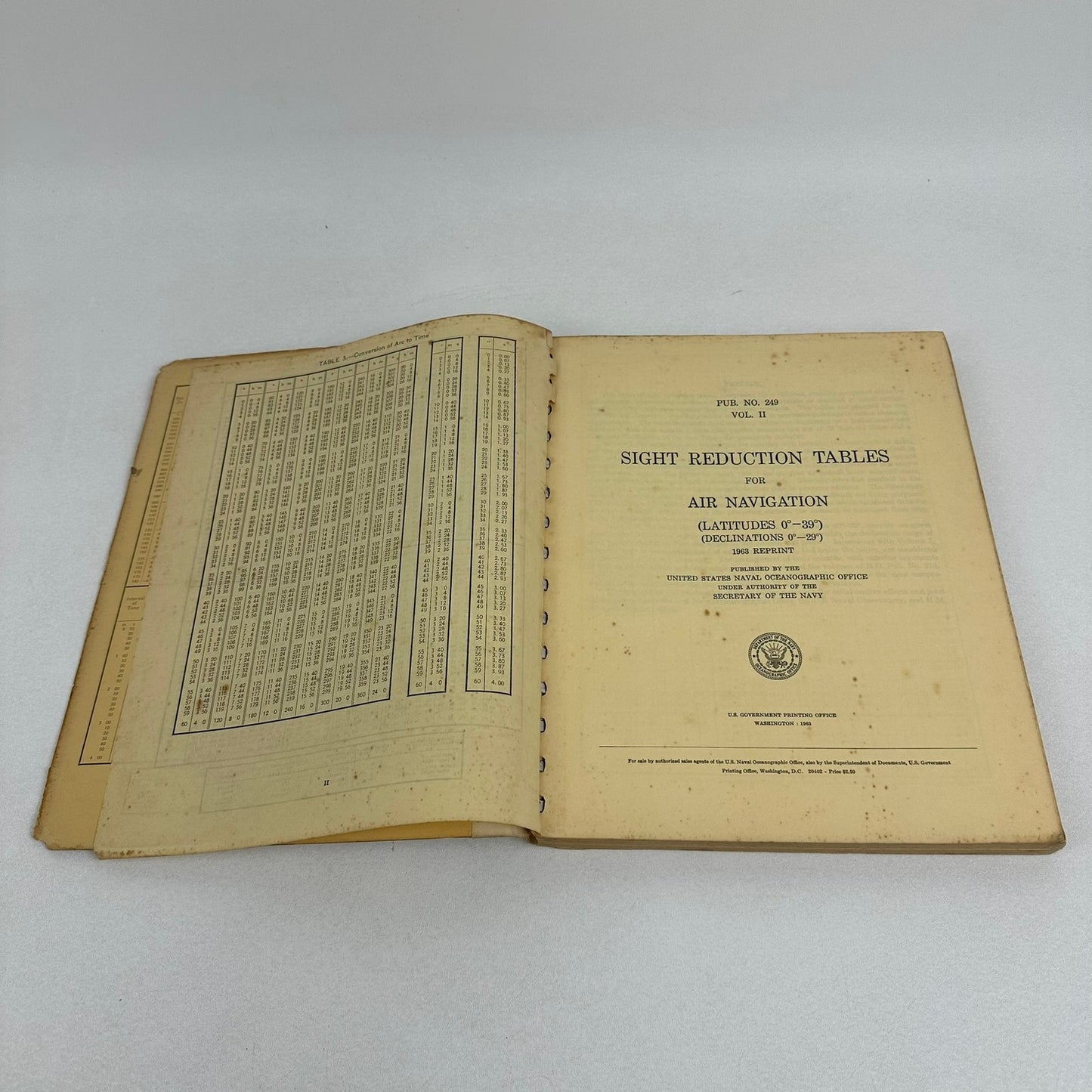 Sight Reduction Tables for Air Navigation Vol 2 Technical Manual 1963 Reprint