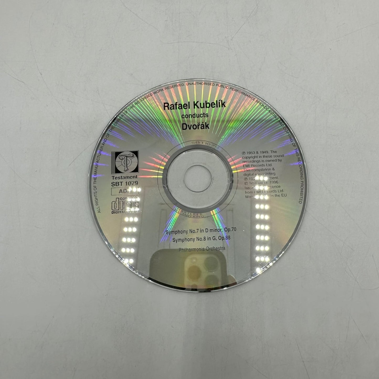Kubelík Dvořák Symphonies 7 in D & 8 in G CD 1996 Classical Testament SBT 1079
