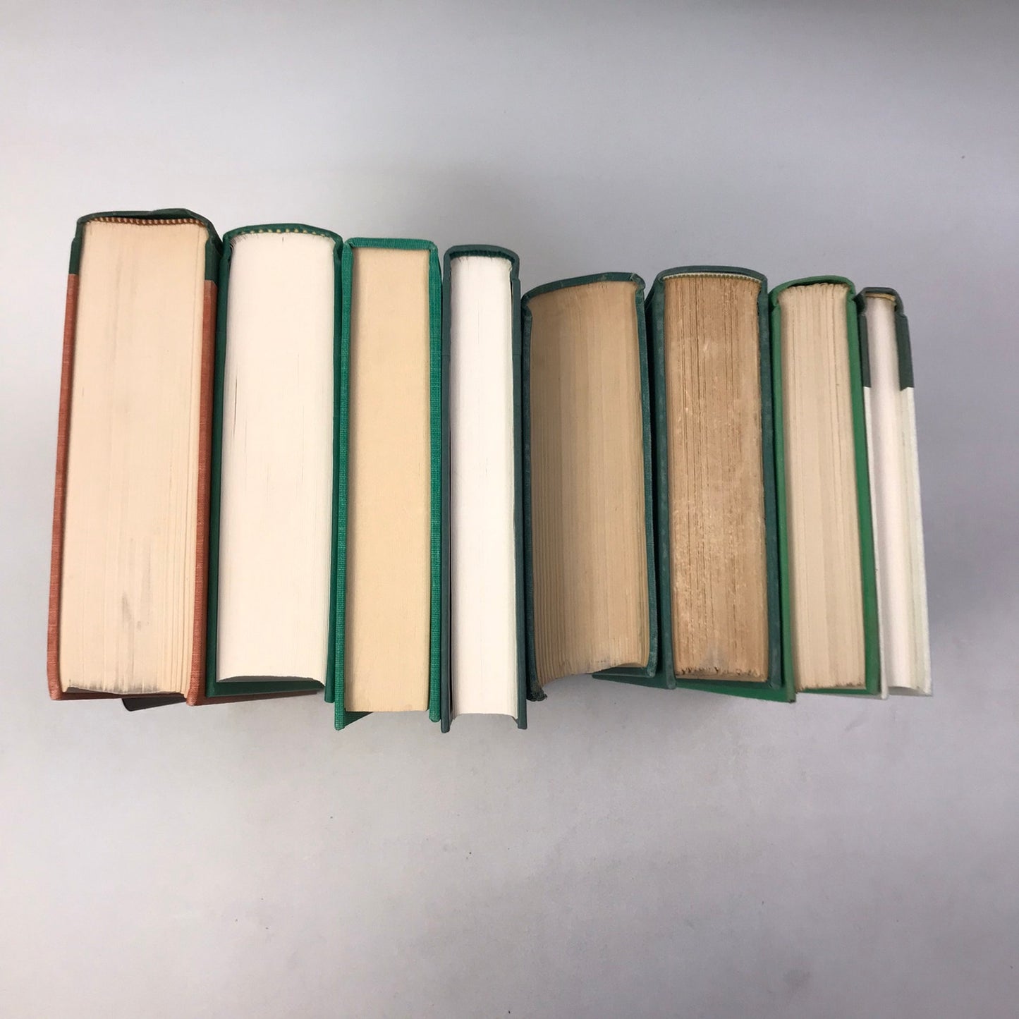Green Book Stack Set of 8 Decorative Bookshelf Display Interior Design Staging