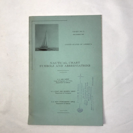 Nautical Chart Symbols and Abbreviations Chart No. 1 Paperback Book 1959