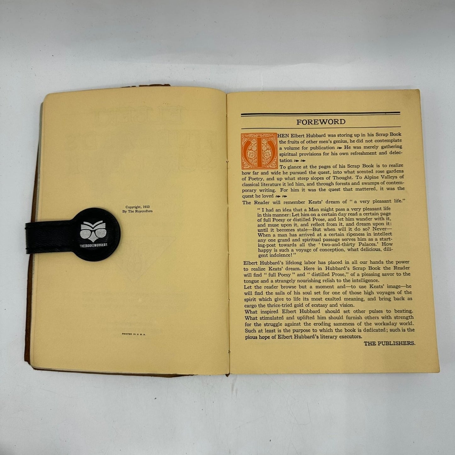 Elbert Hubbard's Scrap Book 1923 Roycrofters Wm H Wise Leather Vintage