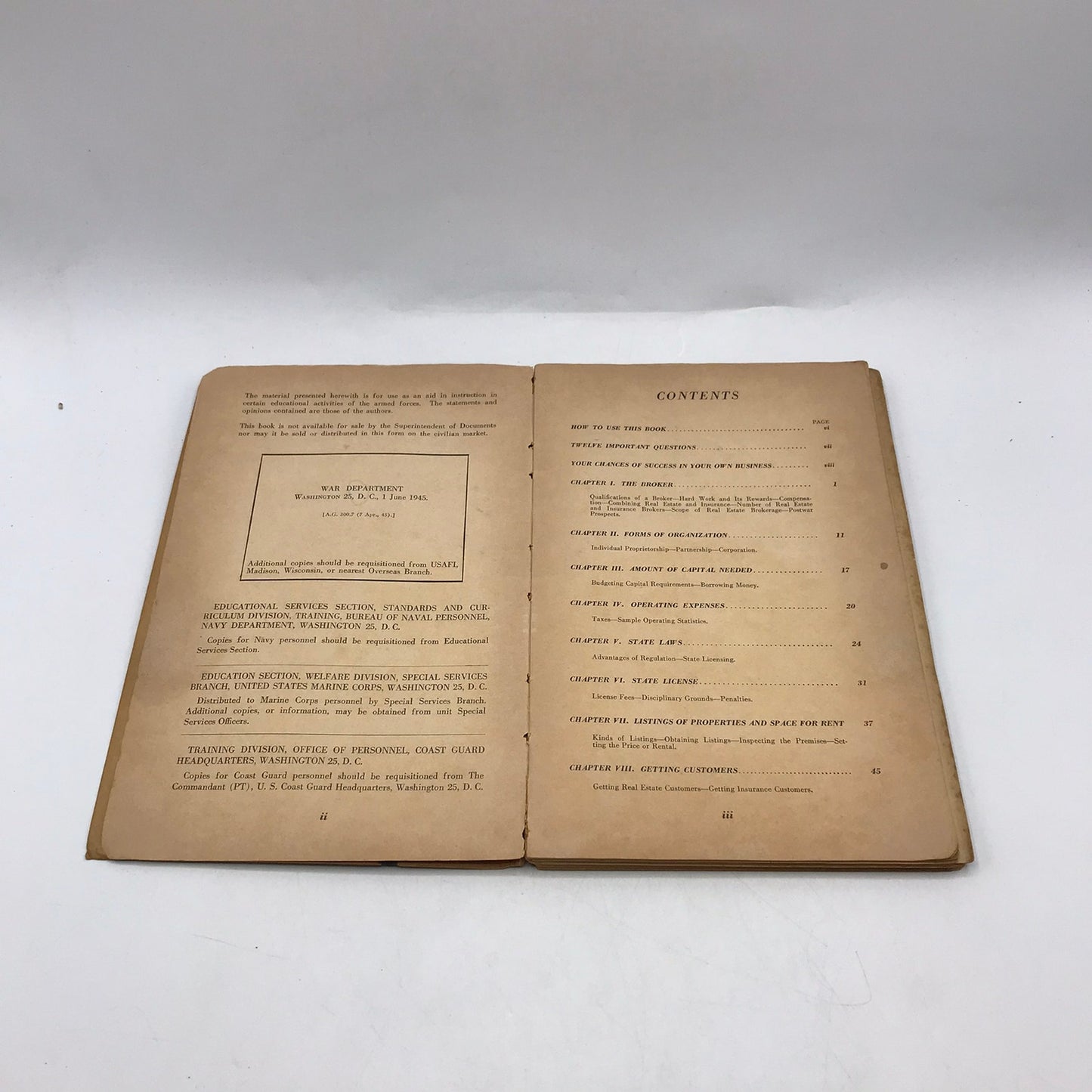 Real Estate Insurance Brokerage Business Armed Forces Education Manual EM 994