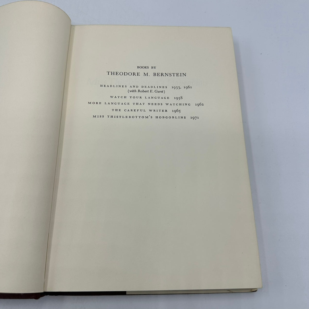 Miss Thistlebottom's Hobgoblins Theodore M Bernstein First Edition English Usage