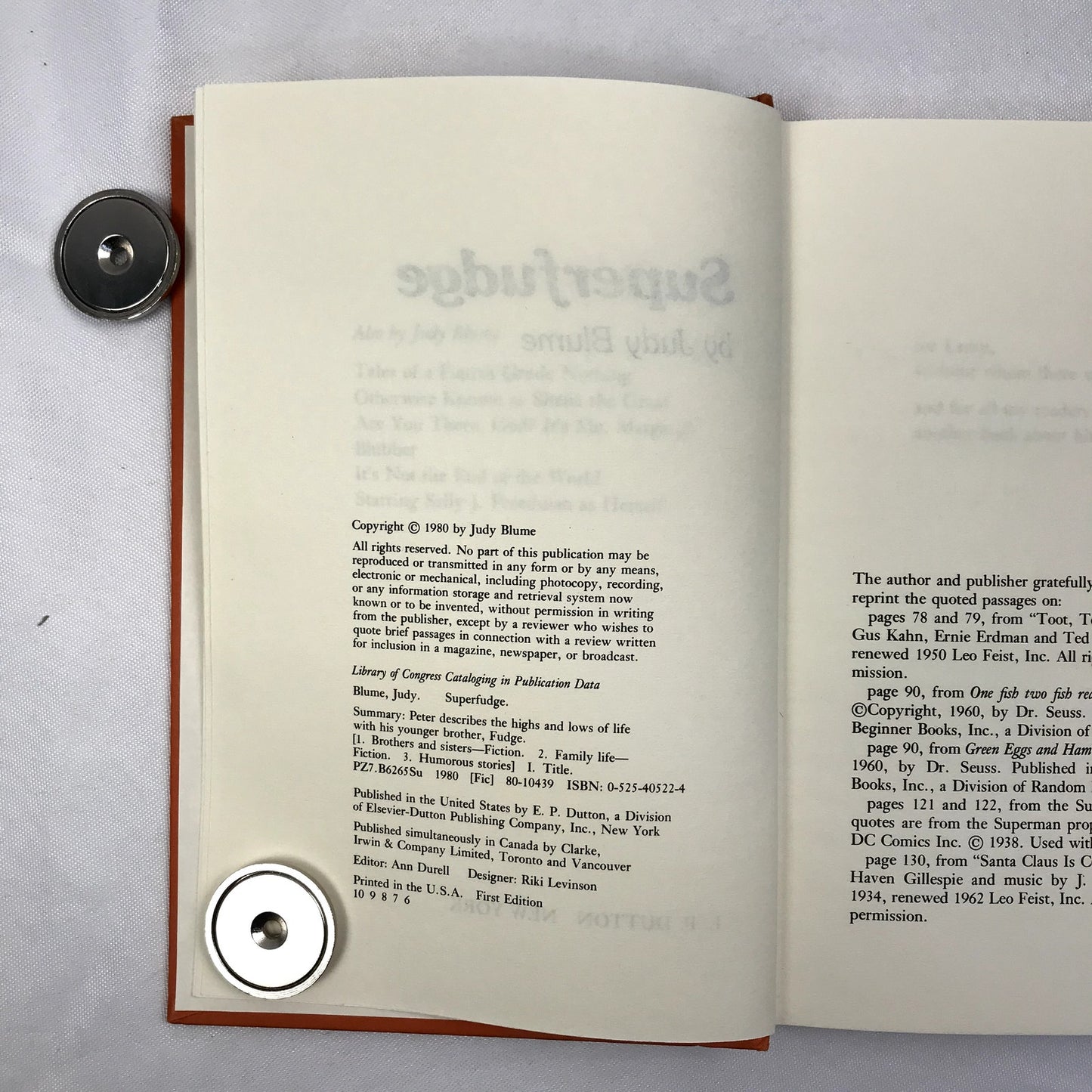 Superfudge Judy Blume Hardcover Book Penguin Publishing Group 1980 First Edition