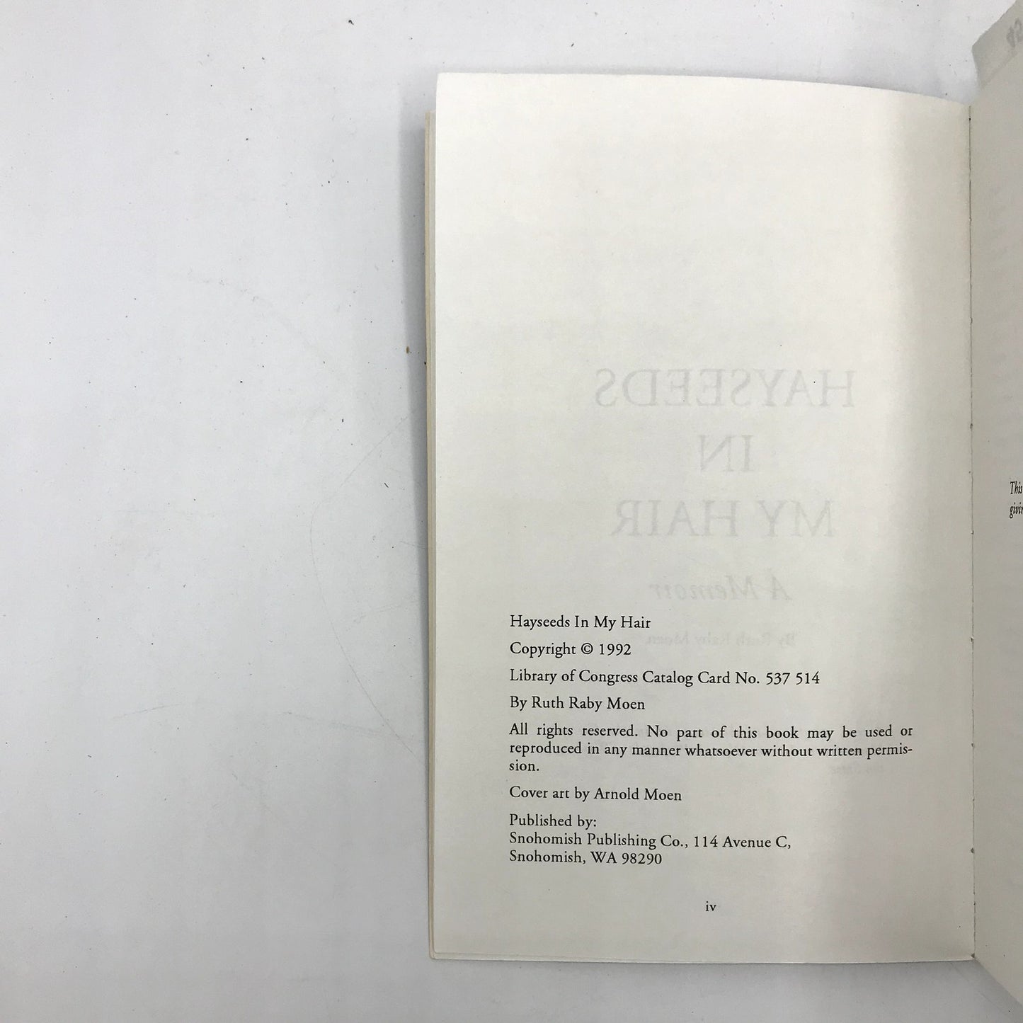 Hayseeds In My Hair: A Memoir Signed Paperback Autobiography Ruth Raby Moen 1992