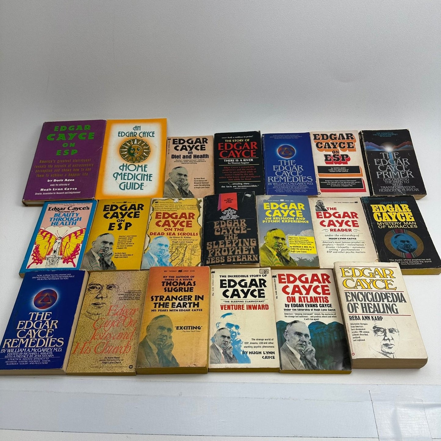 Edgar Cayce Book Lot of 20 ESP Healing Atlantis Prophecy Bantam Paperback Lib