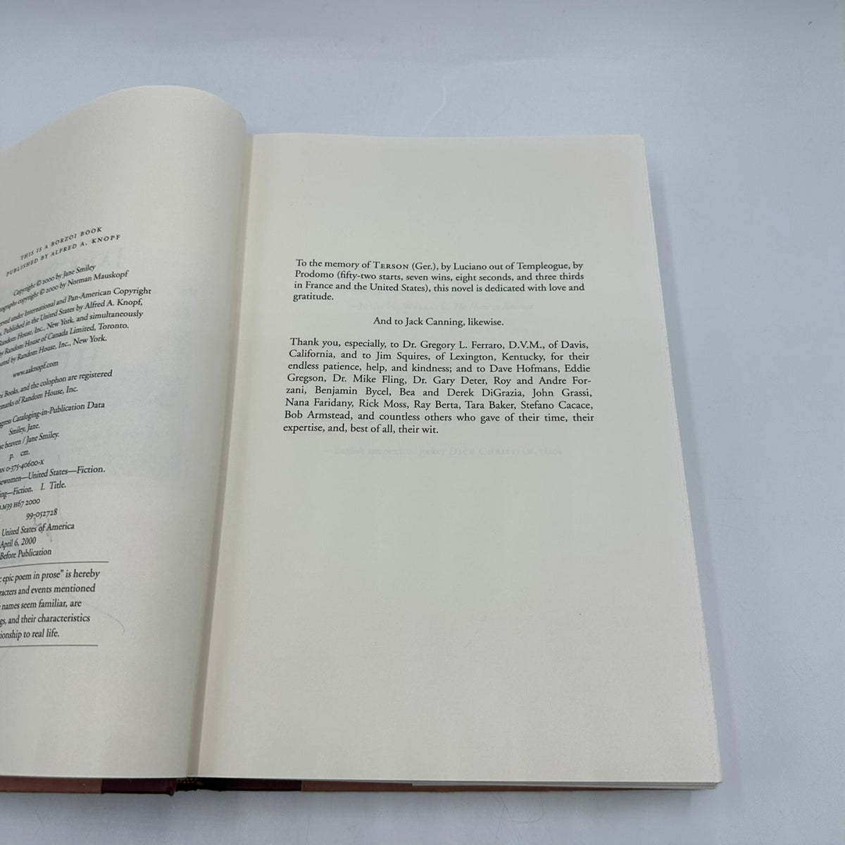 Horse Heaven Jane Smiley 2000 Signed Early Printing Horse Racing Novel Knopf