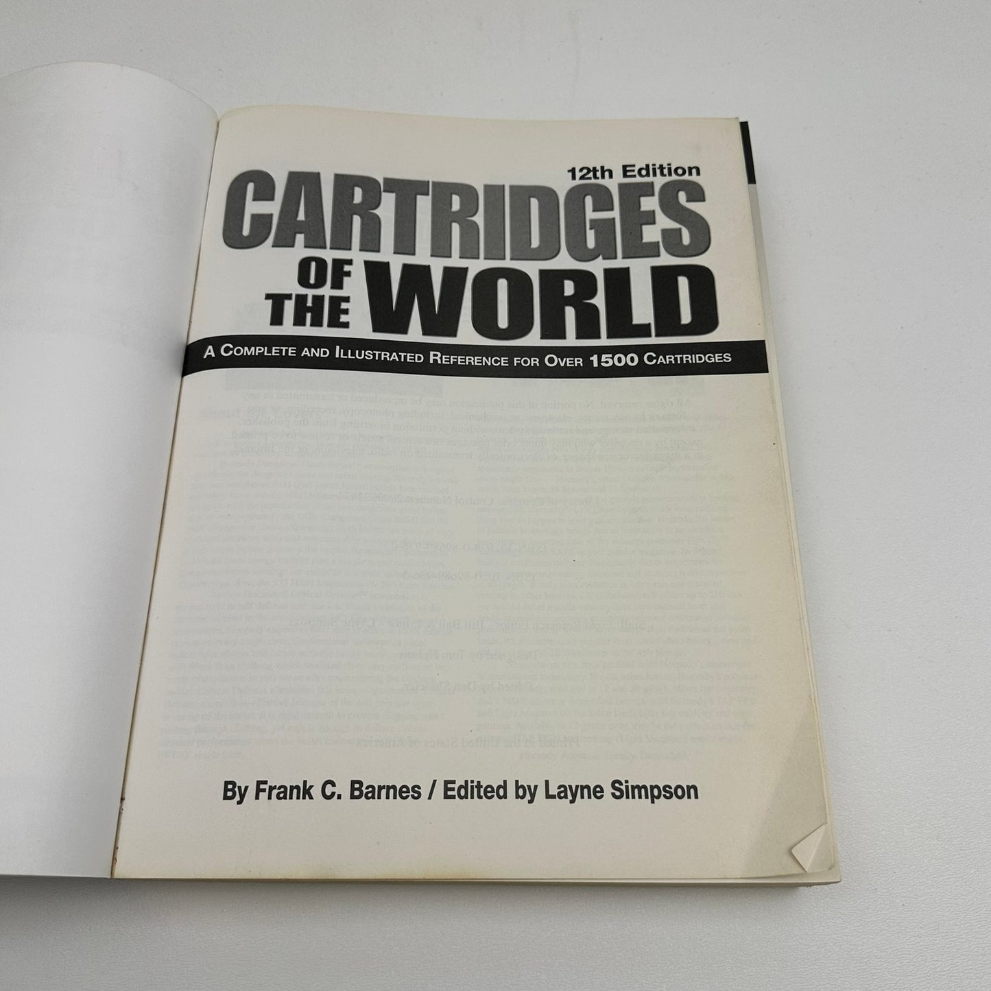 Cartridges of the World Frank C Barnes Firearms Ammunition Weapons 12th Edition