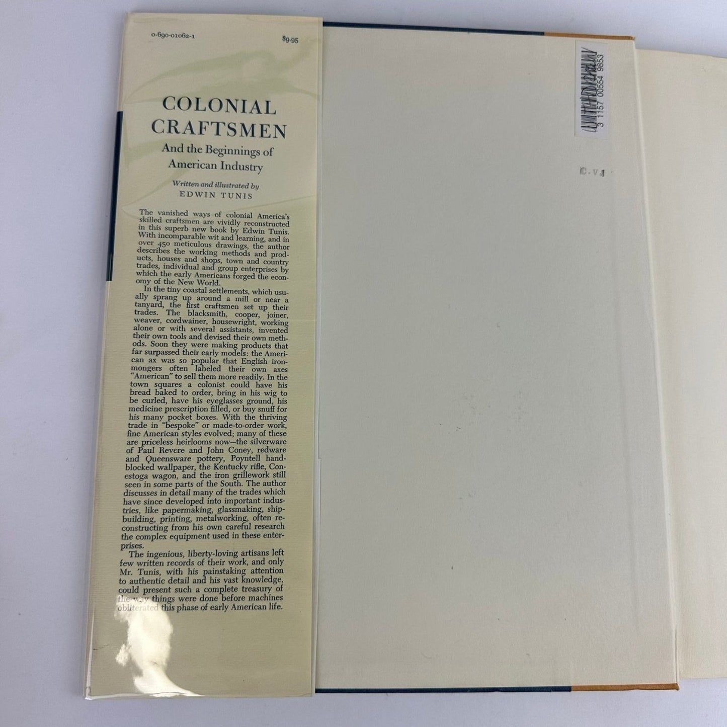 Colonial Craftsmen Edwin Tunis 1965 Illustrated American History Crowell