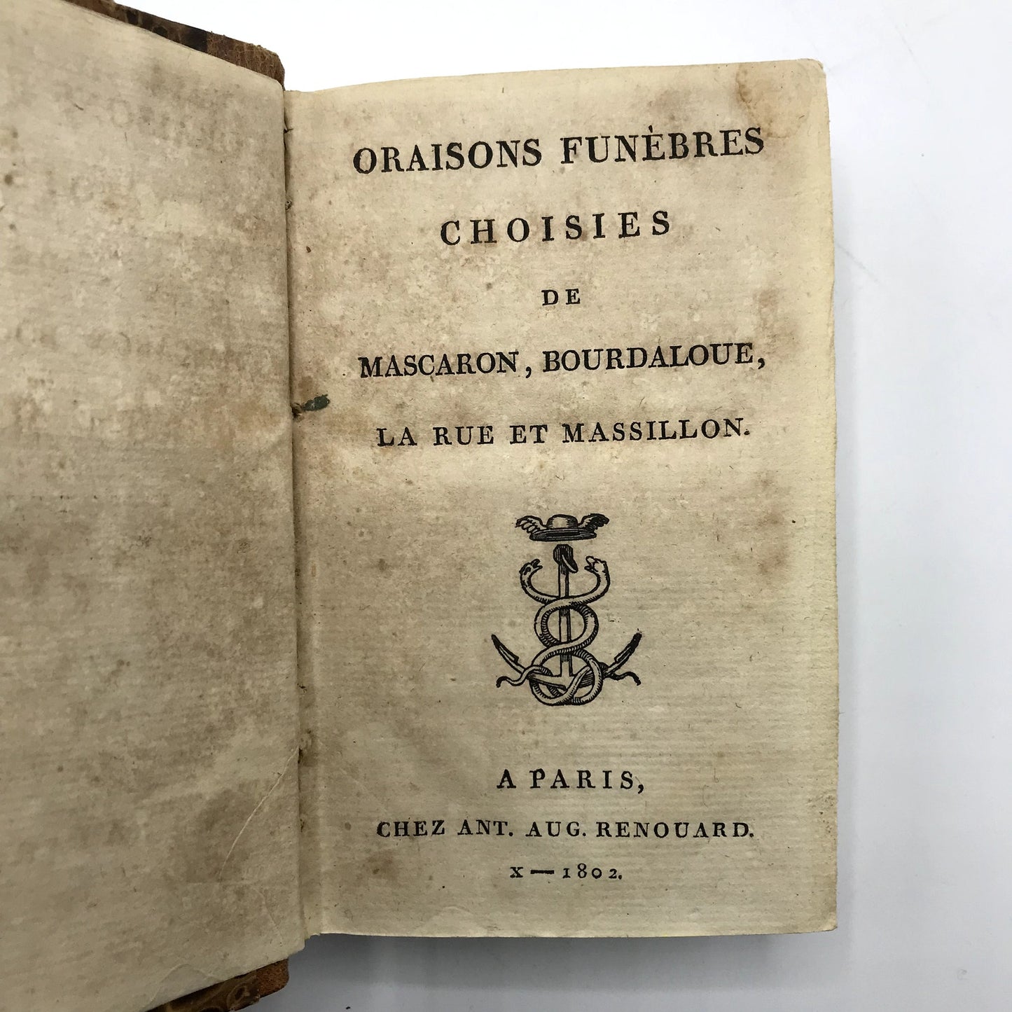 Oraisons Funebres Choisies Hardcover Decorative Antique French Book 1802