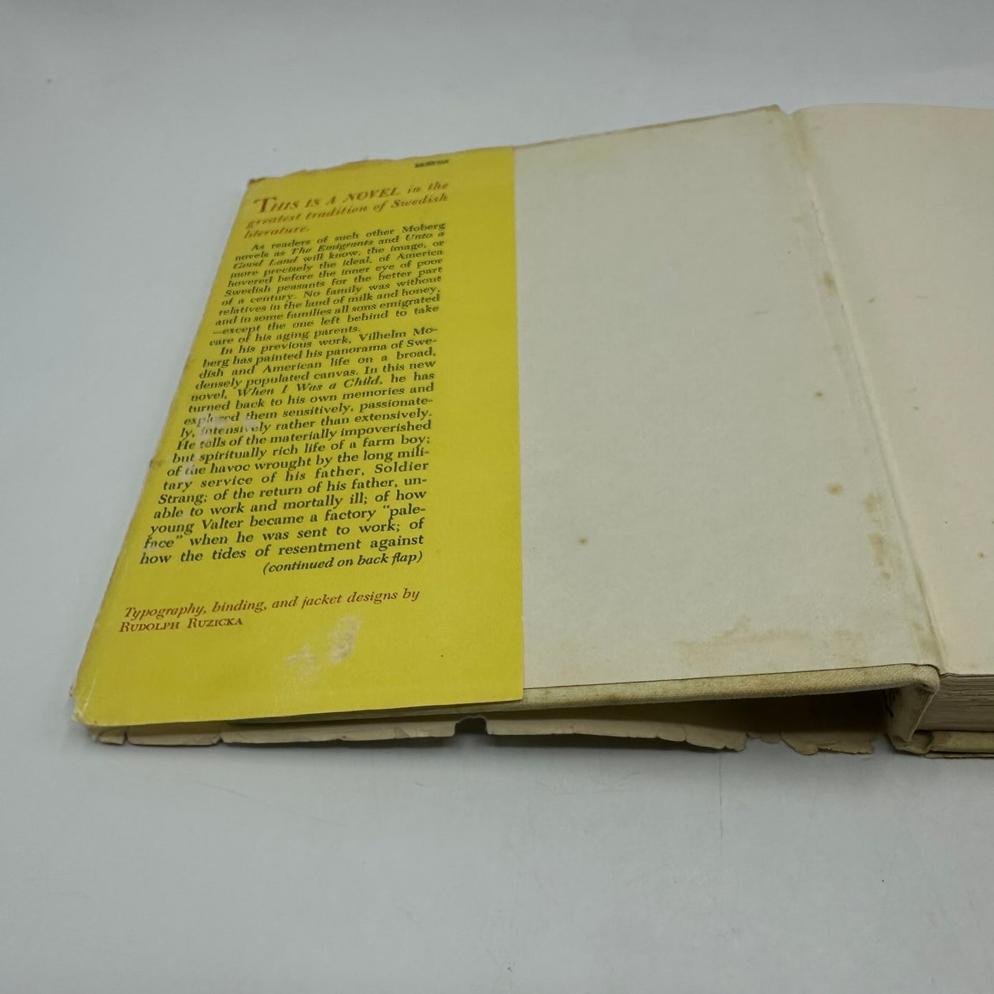 When I Was a Child An Autobiographical Novel Vilhelm Moberg 1st Edition Fiction
