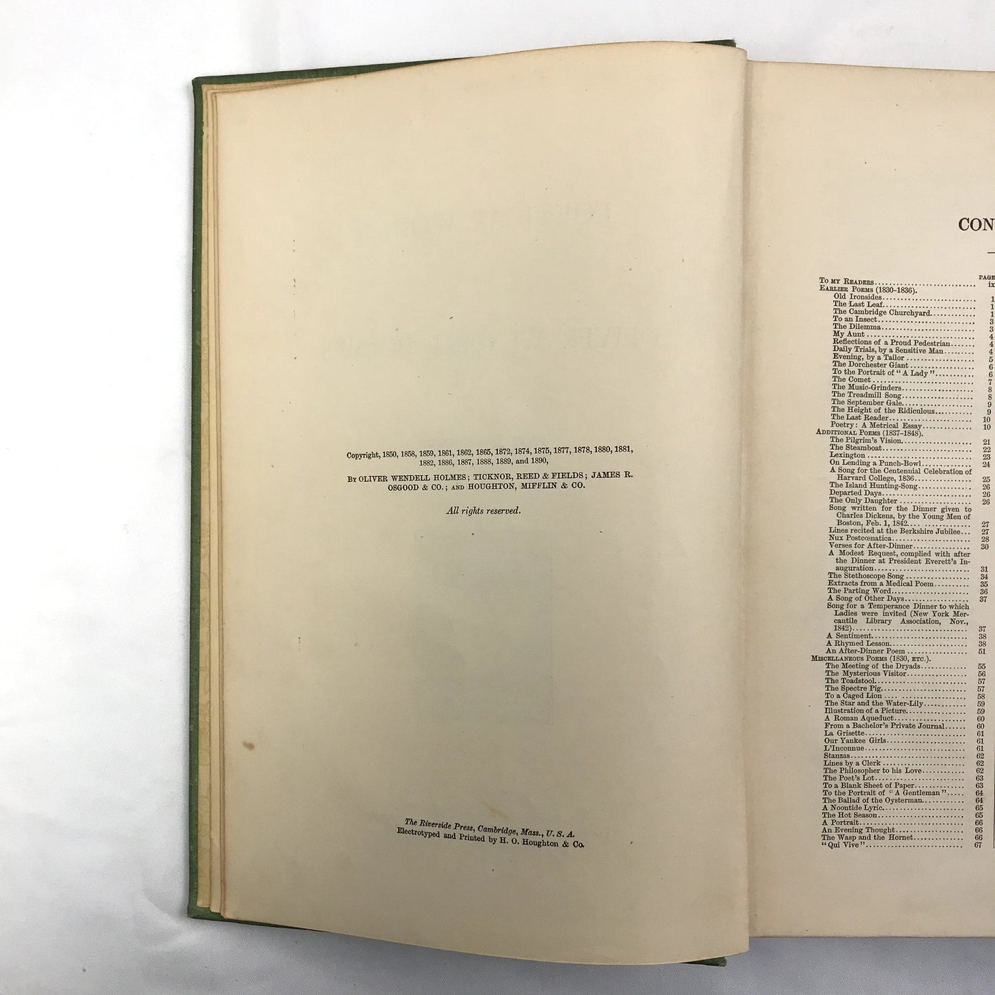 The Poetical Works of Oliver Wendell Holmes Illustrated Hardcover Book 1890