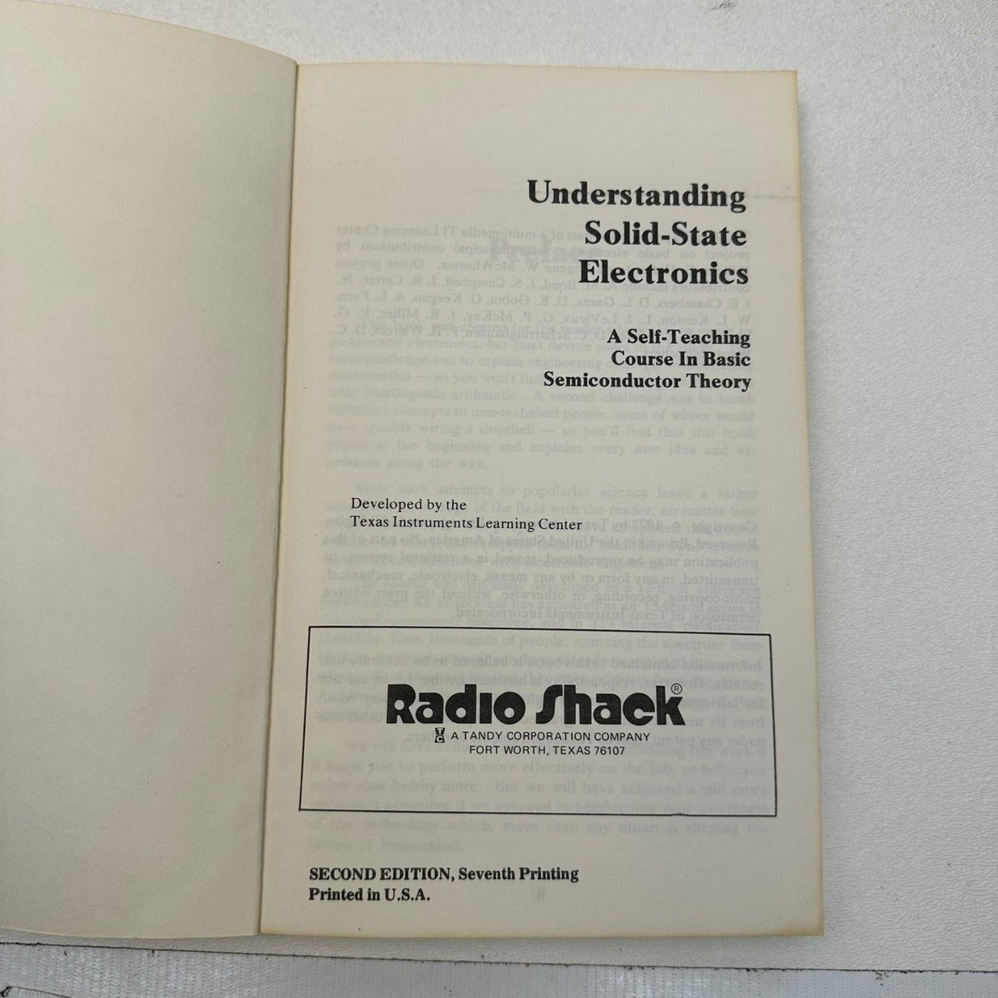 Understanding Solid-State Electronics Radio Shack Texas Instruments 1972