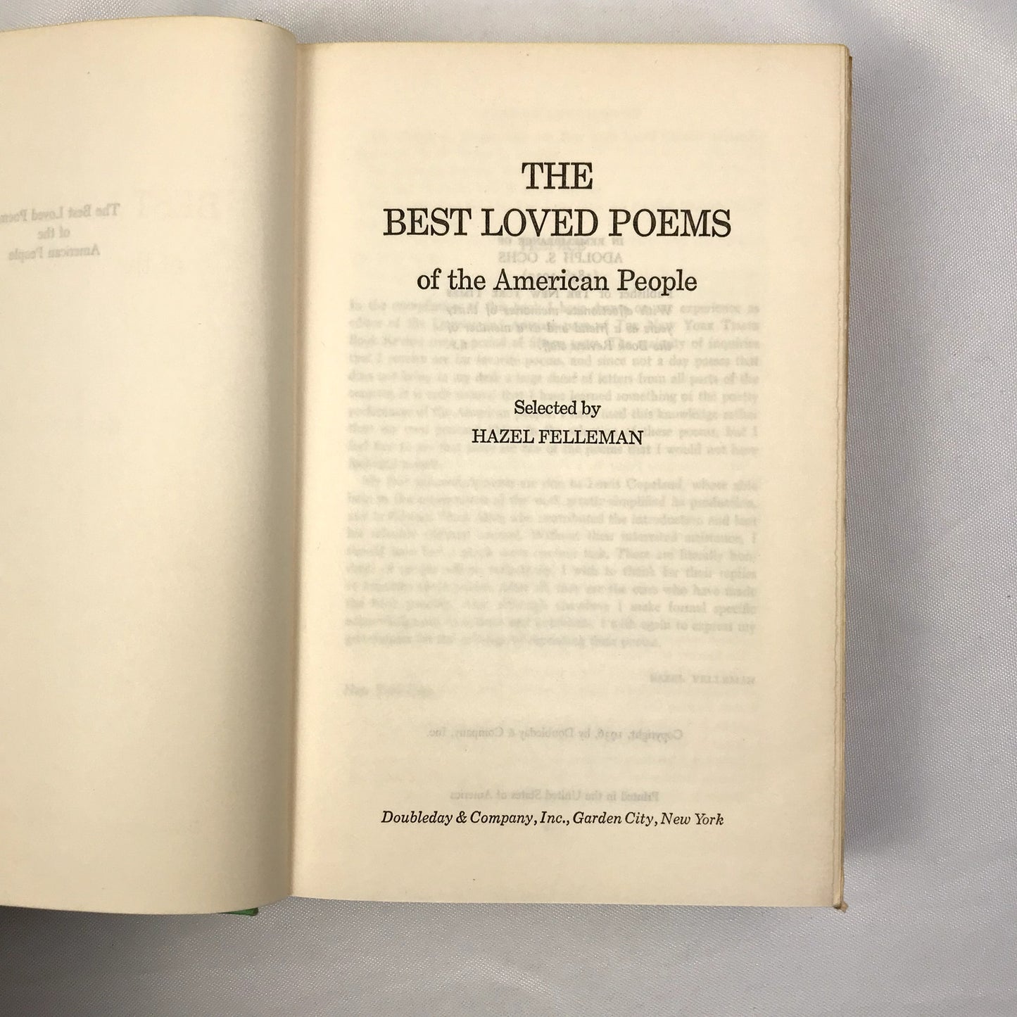 The Best Loved Poems of the American People by Hazel Felleman 1936 Hardcover