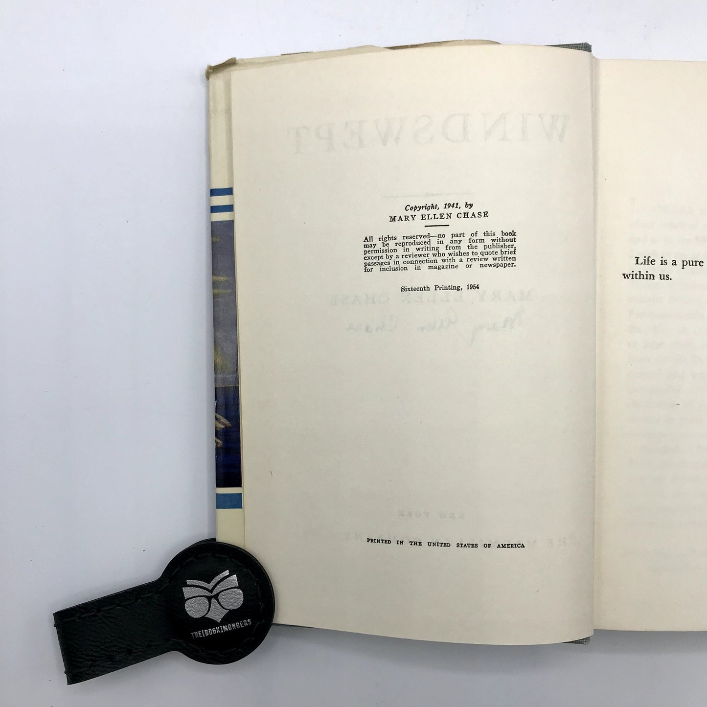 Windswept Signed Hardcover Book Historical Novel by Mary Ellen Chase 1954