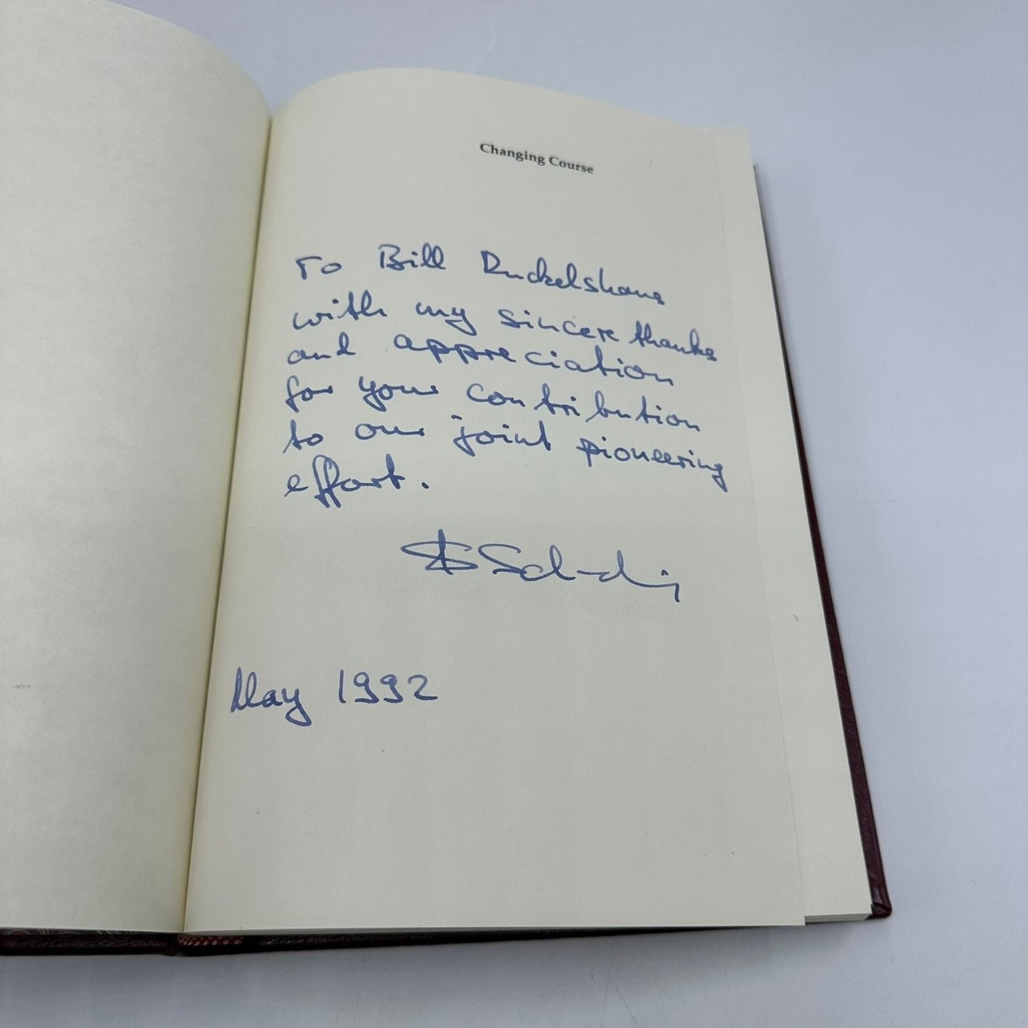 Changing Course Stephan Schmidheiny 1992 Signed Inscribed First Edition MIT