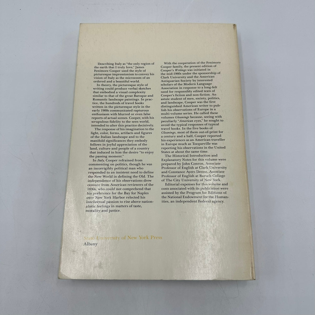 Gleanings in Europe Italy James Fenimore Cooper 1981 Travel Literature History