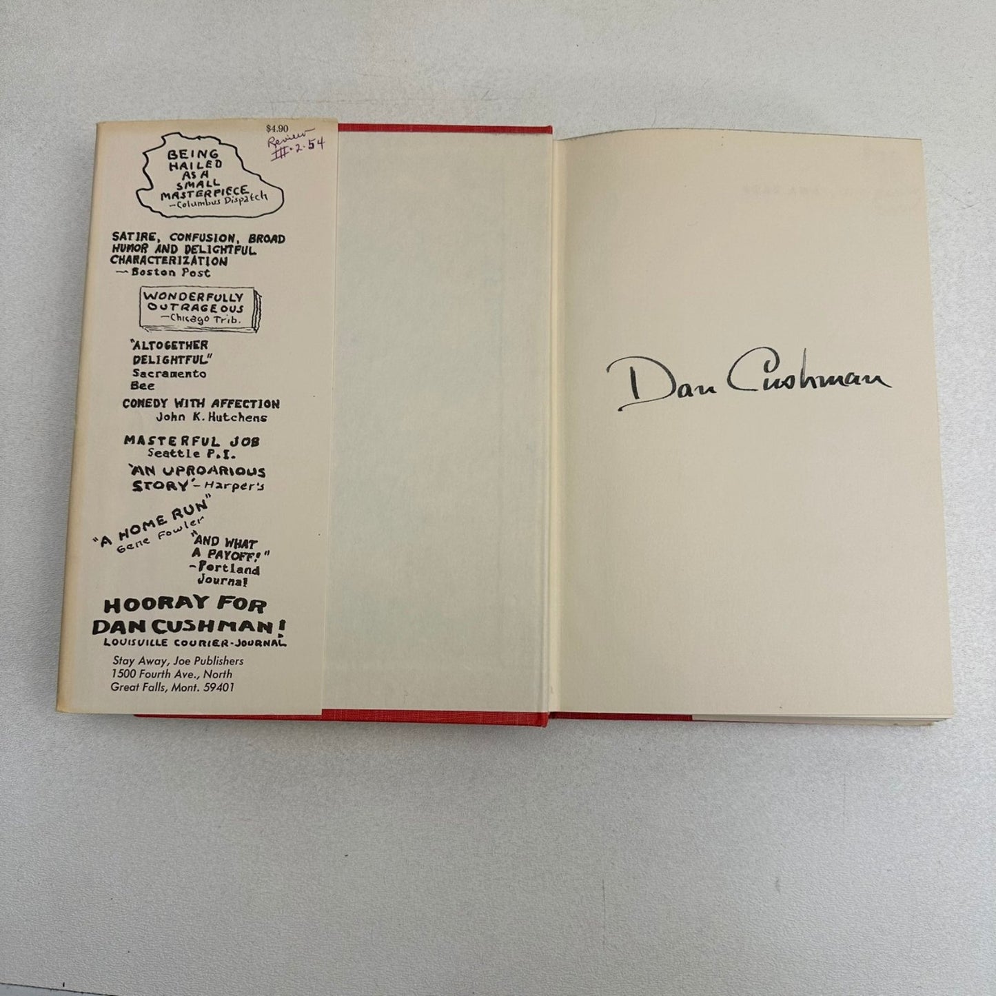 Stay Away, Joe Dan Cushman SIGNED 1953 Humorous Fiction Western Viking Press