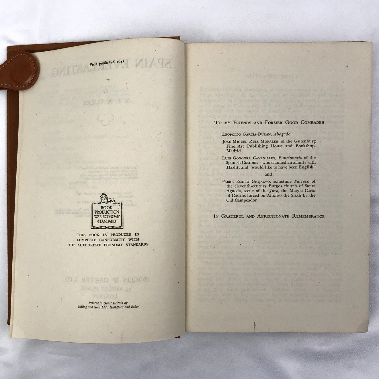 Spain Everlasting Vintage Hardcover English History Book by S.F.A. Coles 1945