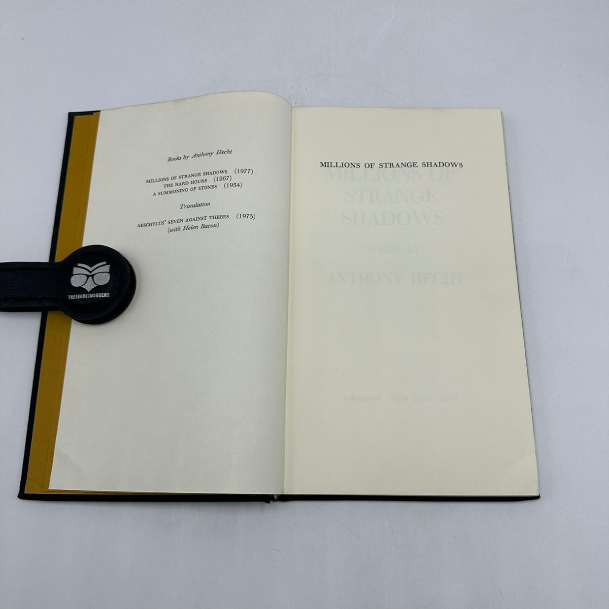 Millions of Strange Shadows Poems by Anthony Hecht 1977 Poetry Atheneum