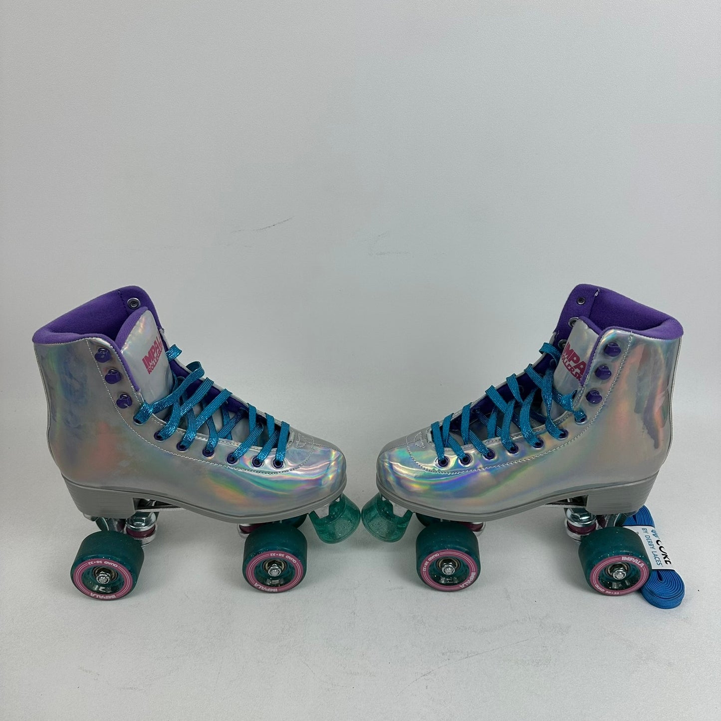 Impala Quad Roller Skates Womens US 7 Silver Holographic Retro Vegan Friendly