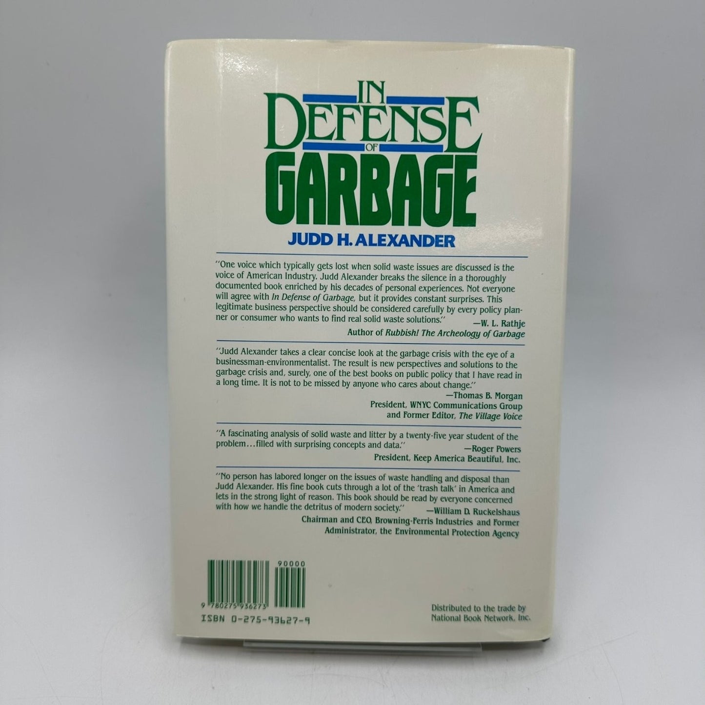 In Defense of Garbage Judd H. Alexander 1993 Signed First Edition Praeger
