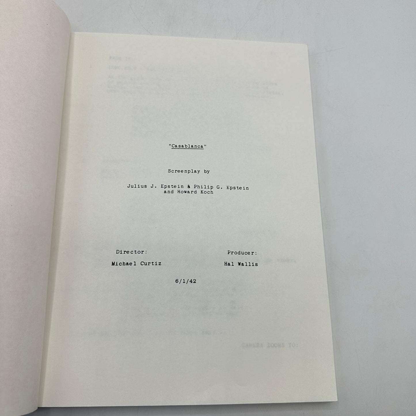 Casablanca Screenplay Julius and Philip Epstein Howard Koch 1942 Film Script