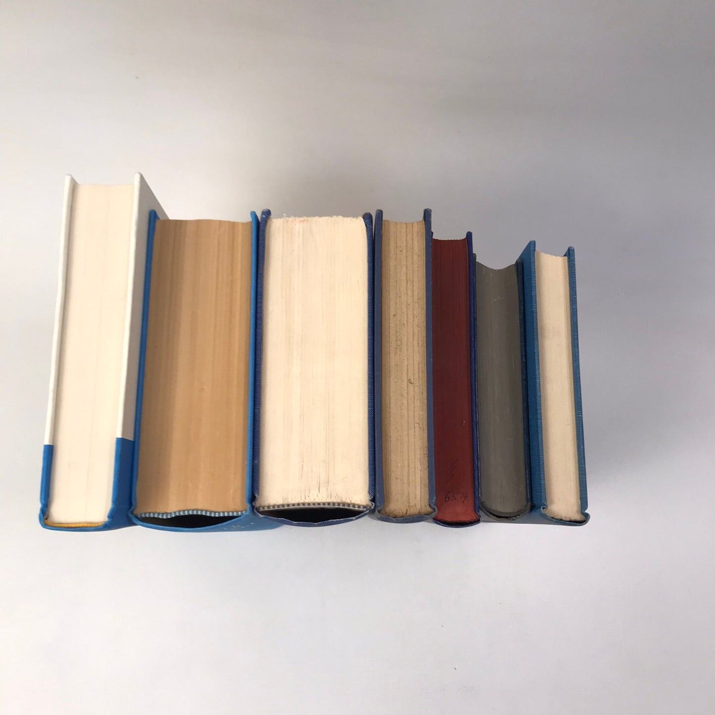 Blue Navy Book Stack Set of 7 Decorative Bookshelf Display Interior Design Prop