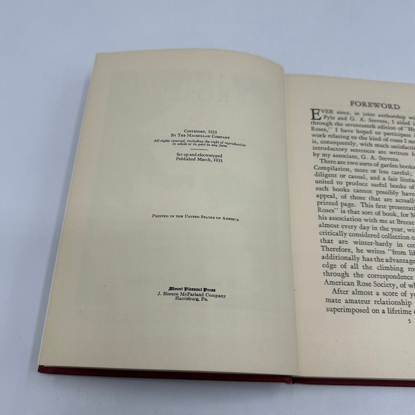 Climbing Roses G.A. Stevens 1933 First Edition Illustrated Macmillan Gardening