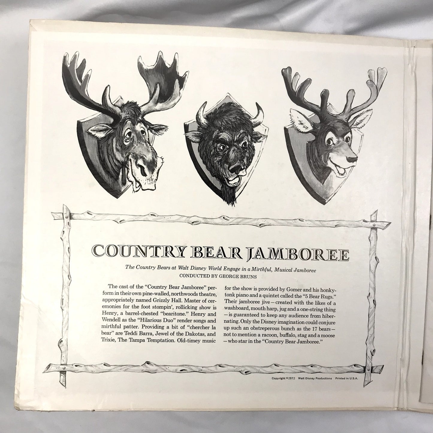 Original Soundtrack From Walt Disney World's Country Bear Jamboree LP Vinyl 1972