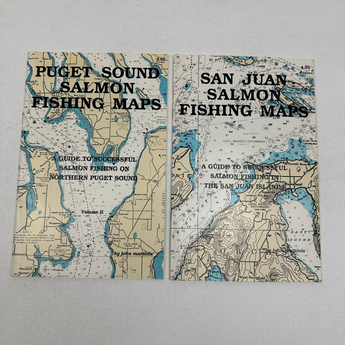 Puget Sound & San Juan Salmon Fishing Maps John Martinis 1989 Vintage Guides