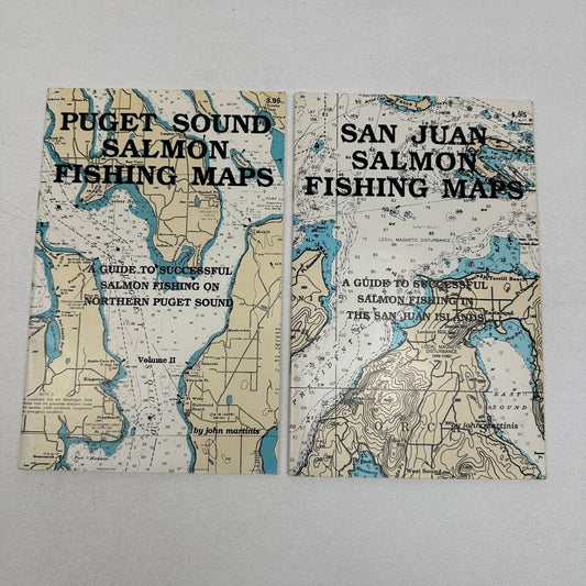Puget Sound & San Juan Salmon Fishing Maps John Martinis 1989 Vintage Guides