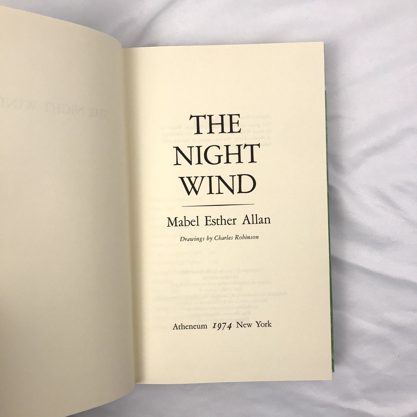 The Night Wind Hardcover Illustrated Book Mabel Esther Allan 1974 First Edition