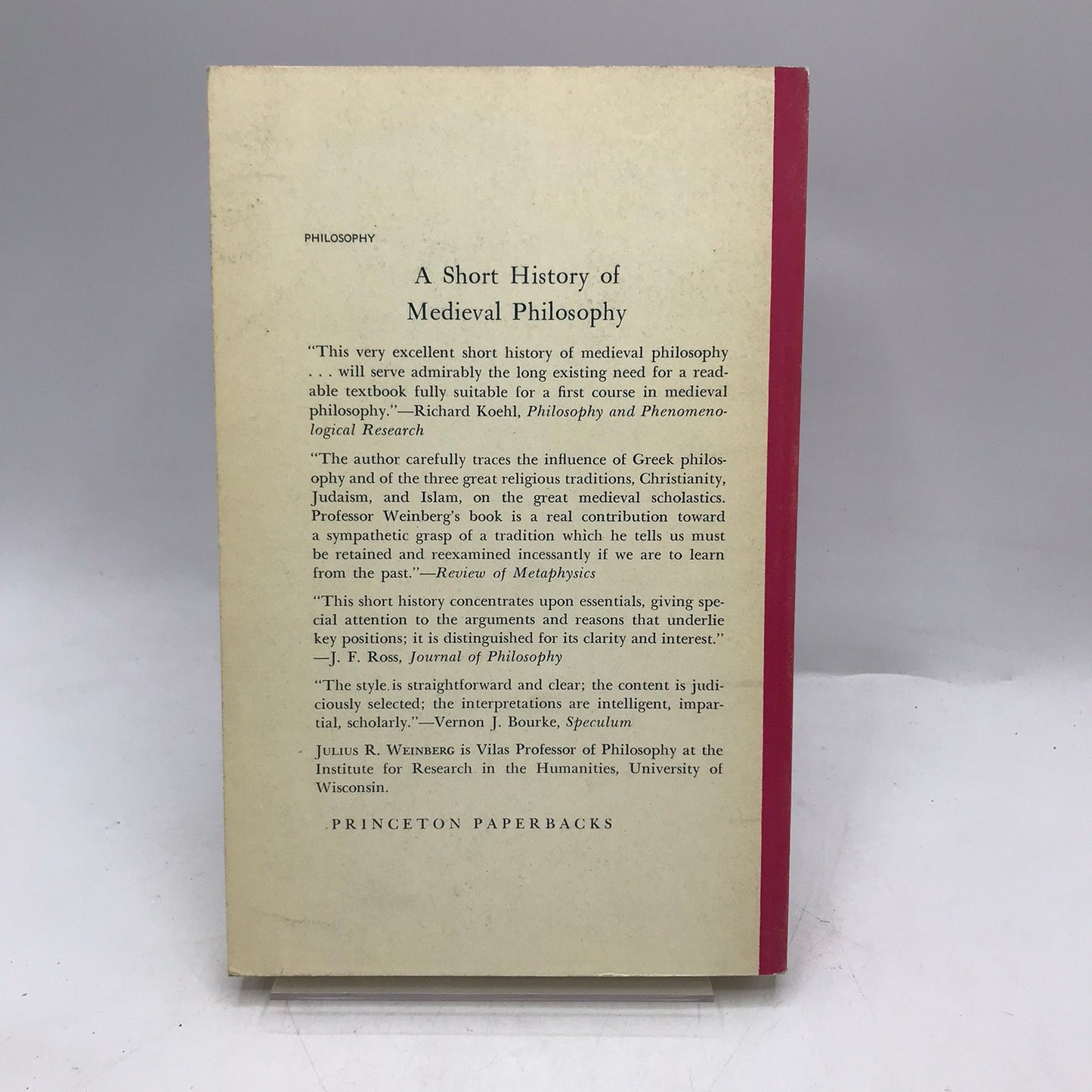A Short History of Medieval Philosophy Julius R Weinberg Schools of Thought 1964